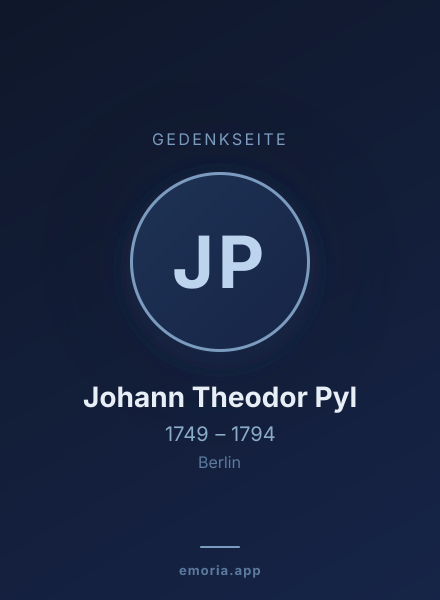 Gedenkportrait von Johann Theodor Pyl