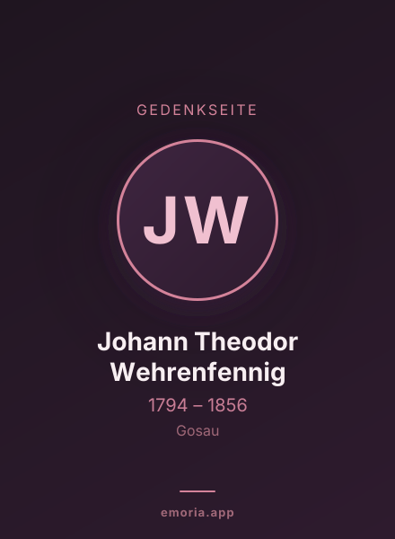 Gedenkportrait von Johann Theodor Wehrenfennig