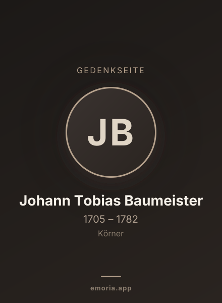 Gedenkportrait von Johann Tobias Baumeister