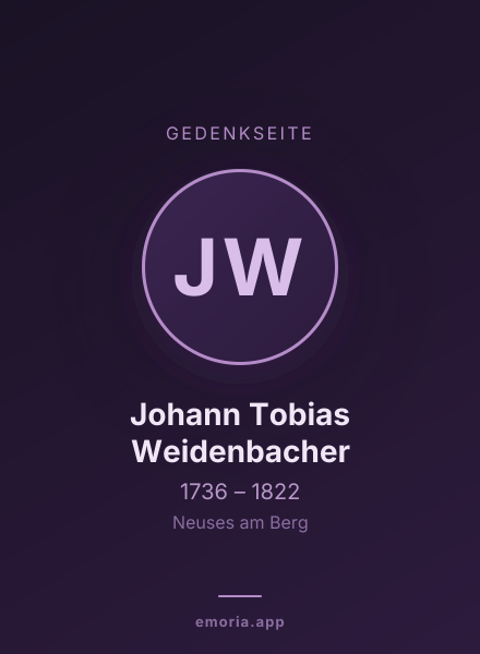 Gedenkportrait von Johann Tobias Weidenbacher