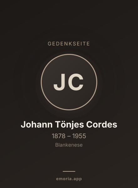 Gedenkportrait von Johann Tönjes Cordes