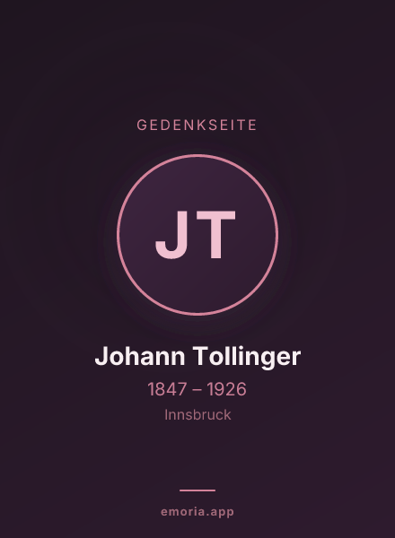 Gedenkportrait von Johann Tollinger