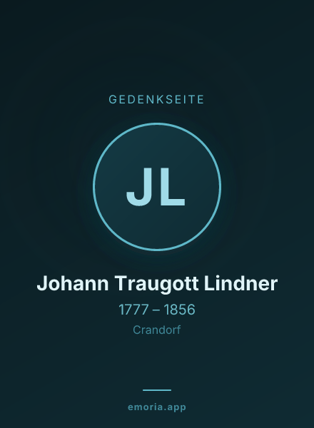 Gedenkportrait von Johann Traugott Lindner