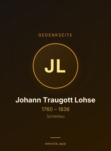 Gedenkportrait von Johann Traugott Lohse
