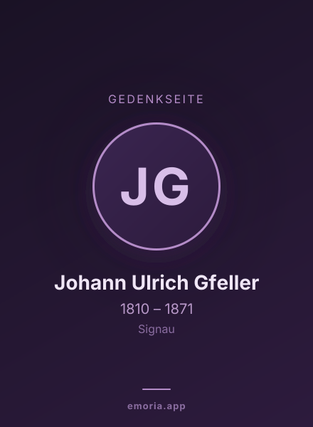 Gedenkportrait von Johann Ulrich Gfeller