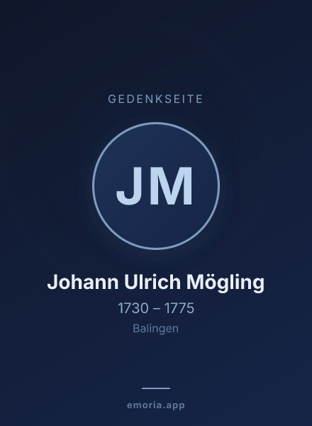 Gedenkportrait von Johann Ulrich Mögling