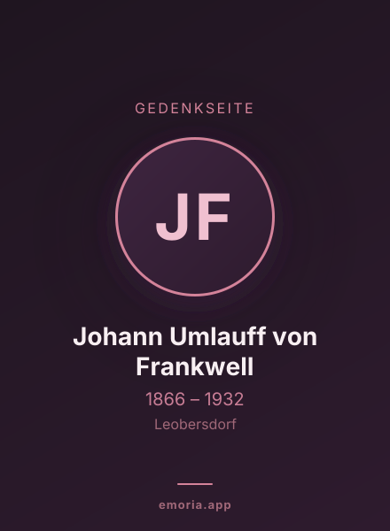 Gedenkportrait von Johann Umlauff von Frankwell