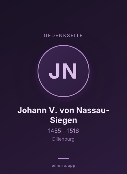 Gedenkportrait von Johann V. von Nassau-Siegen