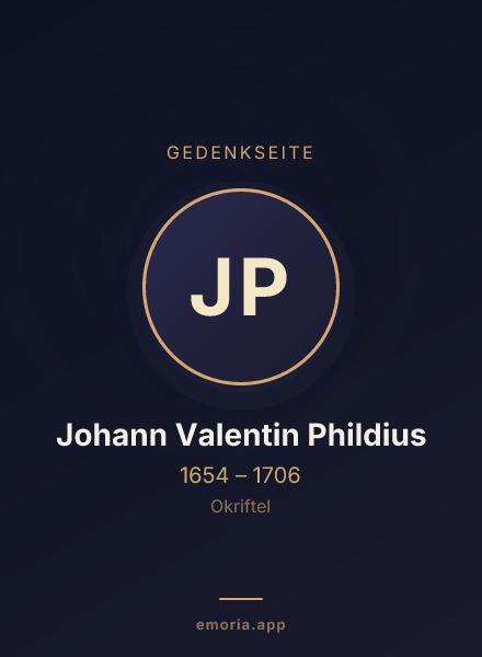 Gedenkportrait von Johann Valentin Phildius