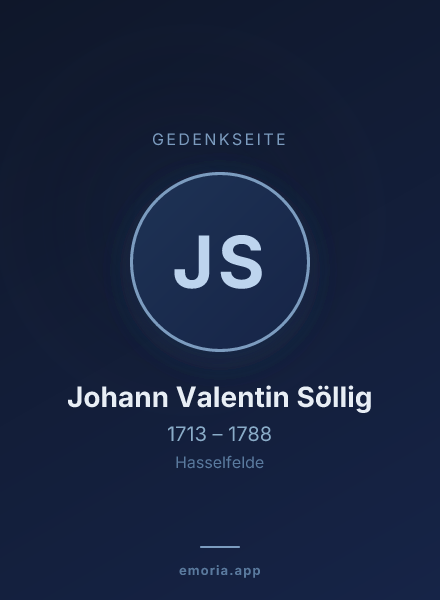 Gedenkportrait von Johann Valentin Söllig