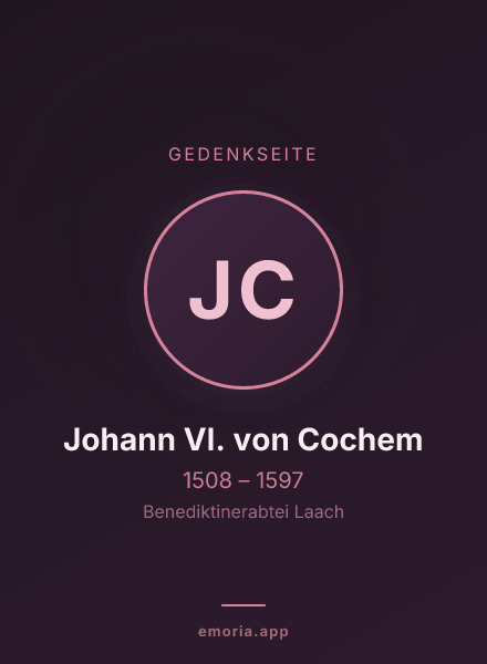Gedenkportrait von Johann VI. von Cochem