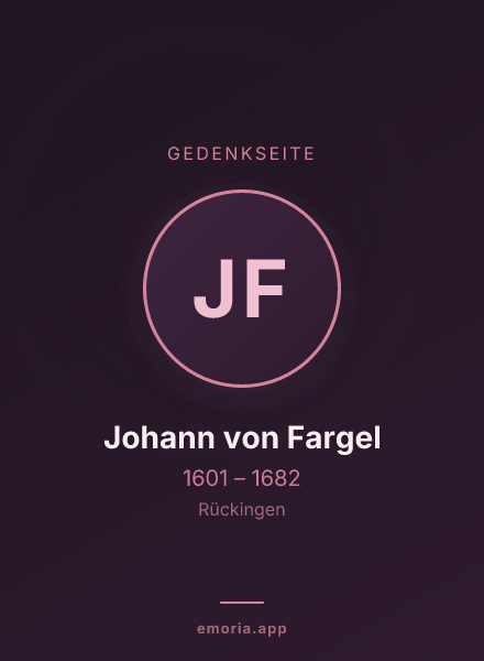 Gedenkportrait von Johann von Fargel