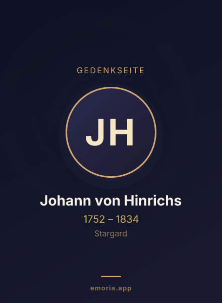 Gedenkportrait von Johann von Hinrichs