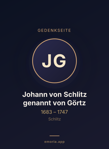 Gedenkportrait von Johann von Schlitz genannt von Görtz