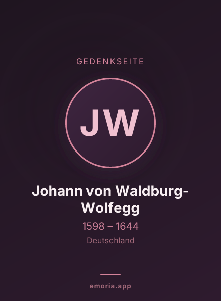 Gedenkportrait von Johann von Waldburg-Wolfegg