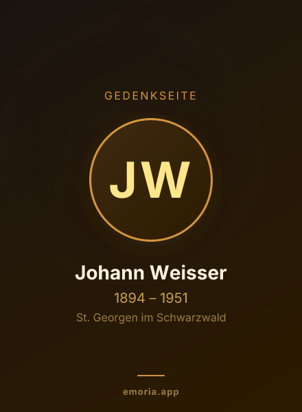 Gedenkportrait von Johann Weisser