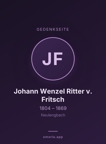 Gedenkportrait von Johann Wenzel Ritter v. Fritsch