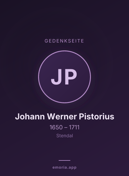 Gedenkportrait von Johann Werner Pistorius