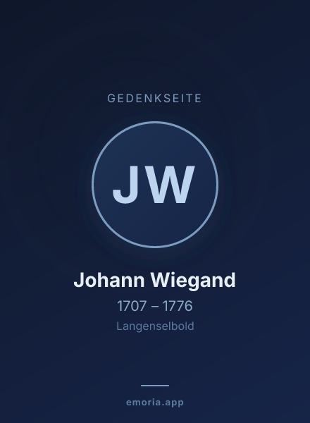 Gedenkportrait von Johann Wiegand