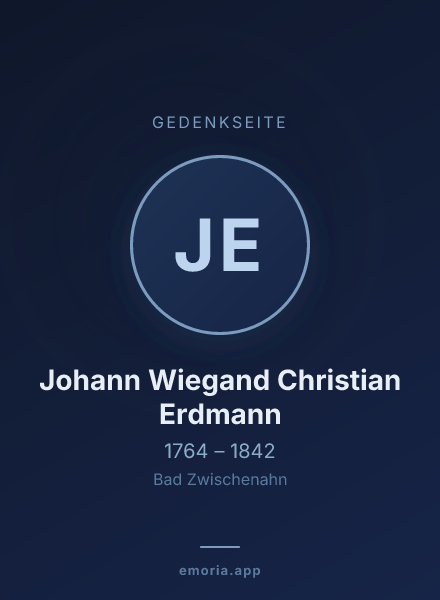 Gedenkportrait von Johann Wiegand Christian Erdmann