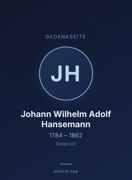 Gedenkportrait von Johann Wilhelm Adolf Hansemann