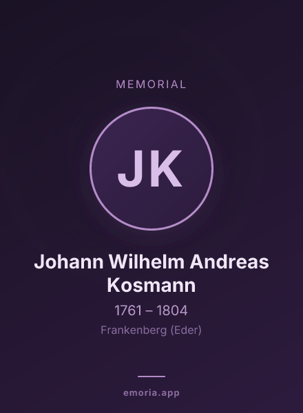 Memorial portrait of Johann Wilhelm Andreas Kosmann