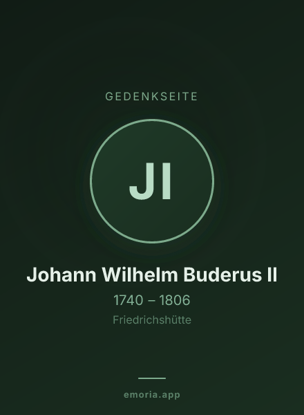 Gedenkportrait von Johann Wilhelm Buderus II