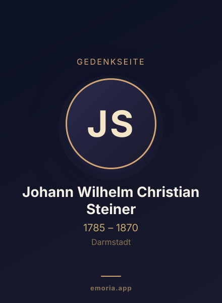 Gedenkportrait von Johann Wilhelm Christian Steiner