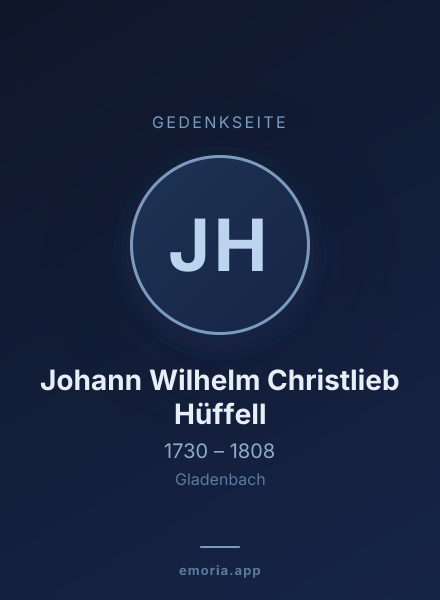 Gedenkportrait von Johann Wilhelm Christlieb Hüffell