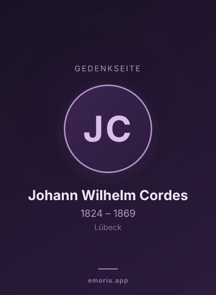 Gedenkportrait von Johann Wilhelm Cordes