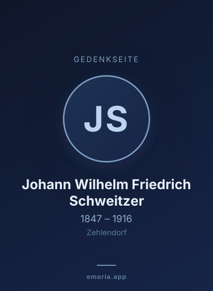 Gedenkportrait von Johann Wilhelm Friedrich Schweitzer