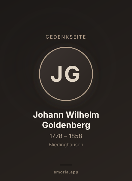 Gedenkportrait von Johann Wilhelm Goldenberg