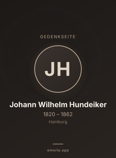 Gedenkportrait von Johann Wilhelm Hundeiker