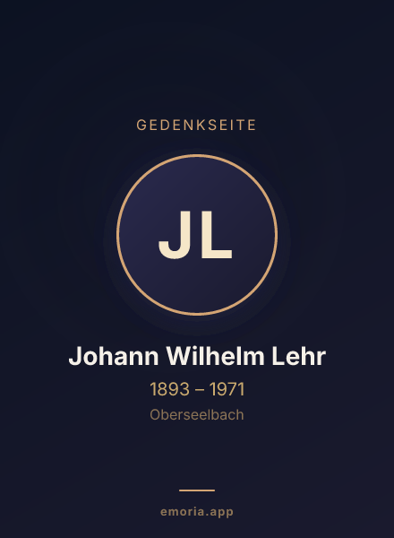 Gedenkportrait von Johann Wilhelm Lehr