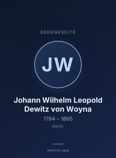 Gedenkportrait von Johann Wilhelm Leopold Dewitz von Woyna