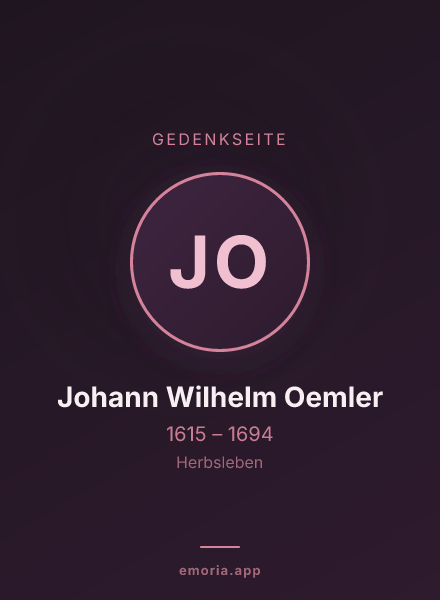 Gedenkportrait von Johann Wilhelm Oemler
