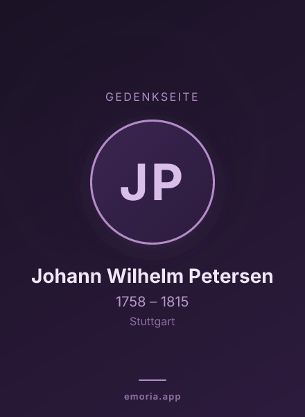 Gedenkportrait von Johann Wilhelm Petersen