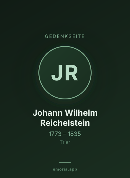 Gedenkportrait von Johann Wilhelm Reichelstein