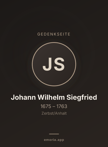 Gedenkportrait von Johann Wilhelm Siegfried