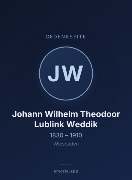 Gedenkportrait von Johann Wilhelm Theodoor Lublink Weddik