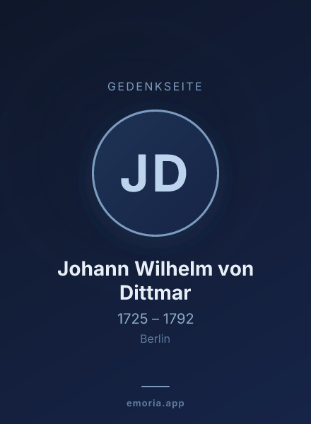 Gedenkportrait von Johann Wilhelm von Dittmar