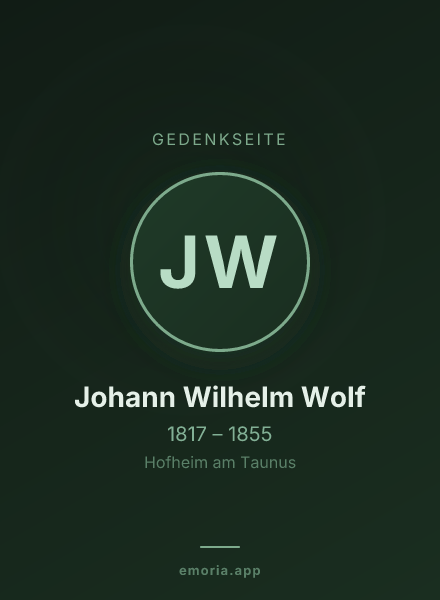 Gedenkportrait von Johann Wilhelm Wolf