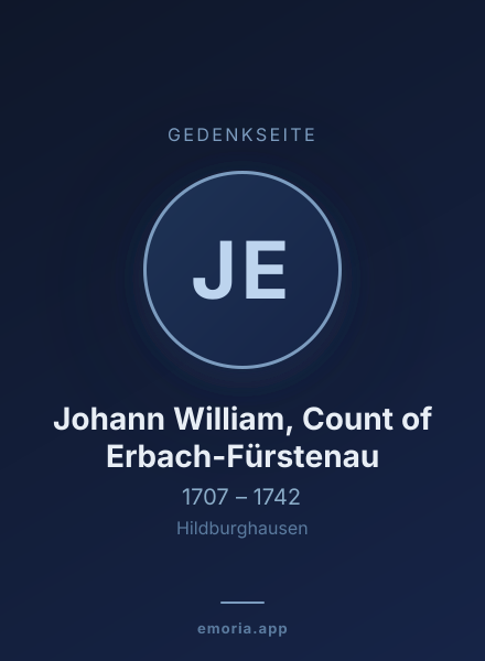 Gedenkportrait von Johann William, Count of Erbach-Fürstenau