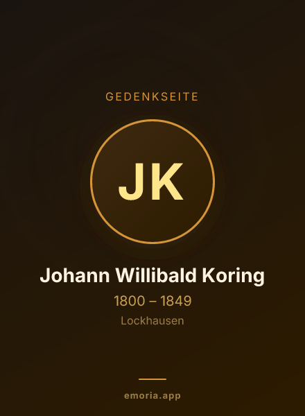 Gedenkportrait von Johann Willibald Koring