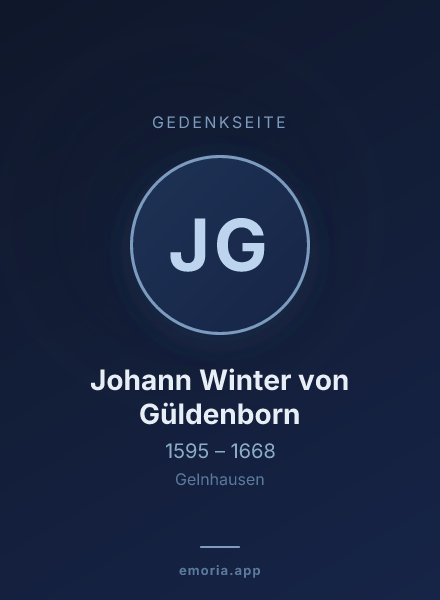 Gedenkportrait von Johann Winter von Güldenborn