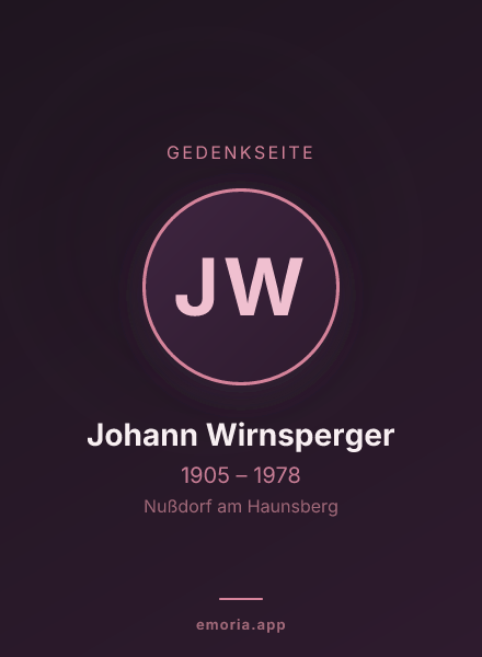 Gedenkportrait von Johann Wirnsperger