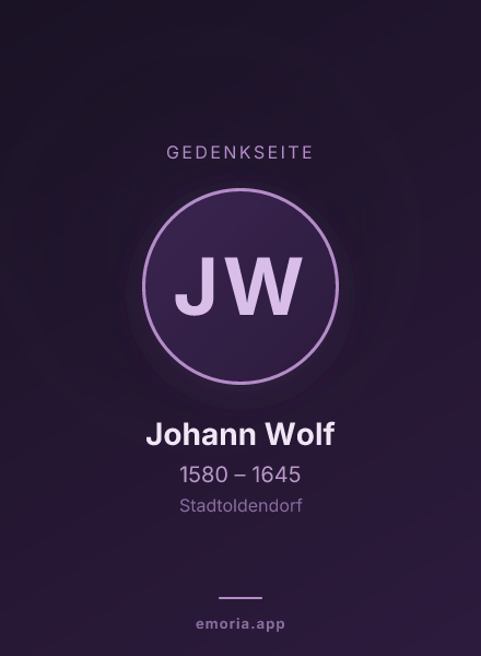 Gedenkportrait von Johann Wolf