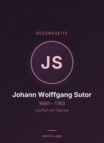 Gedenkportrait von Johann Wolffgang Sutor
