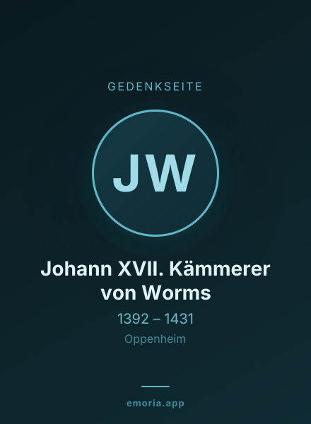 Gedenkportrait von Johann XVII. Kämmerer von Worms