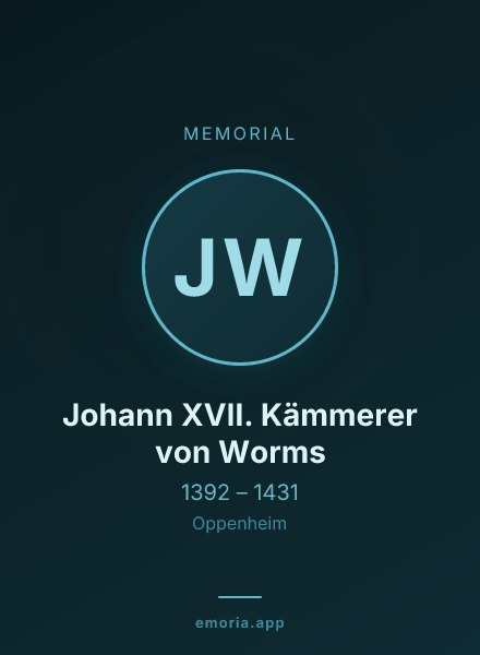 Memorial portrait of Johann XVII. Kämmerer von Worms